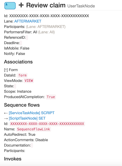 screenshot of process elements configuration