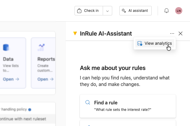 Screenshot showing how to open agent analytics