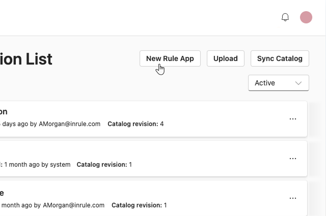 Screenshot showing how to create a new rule application