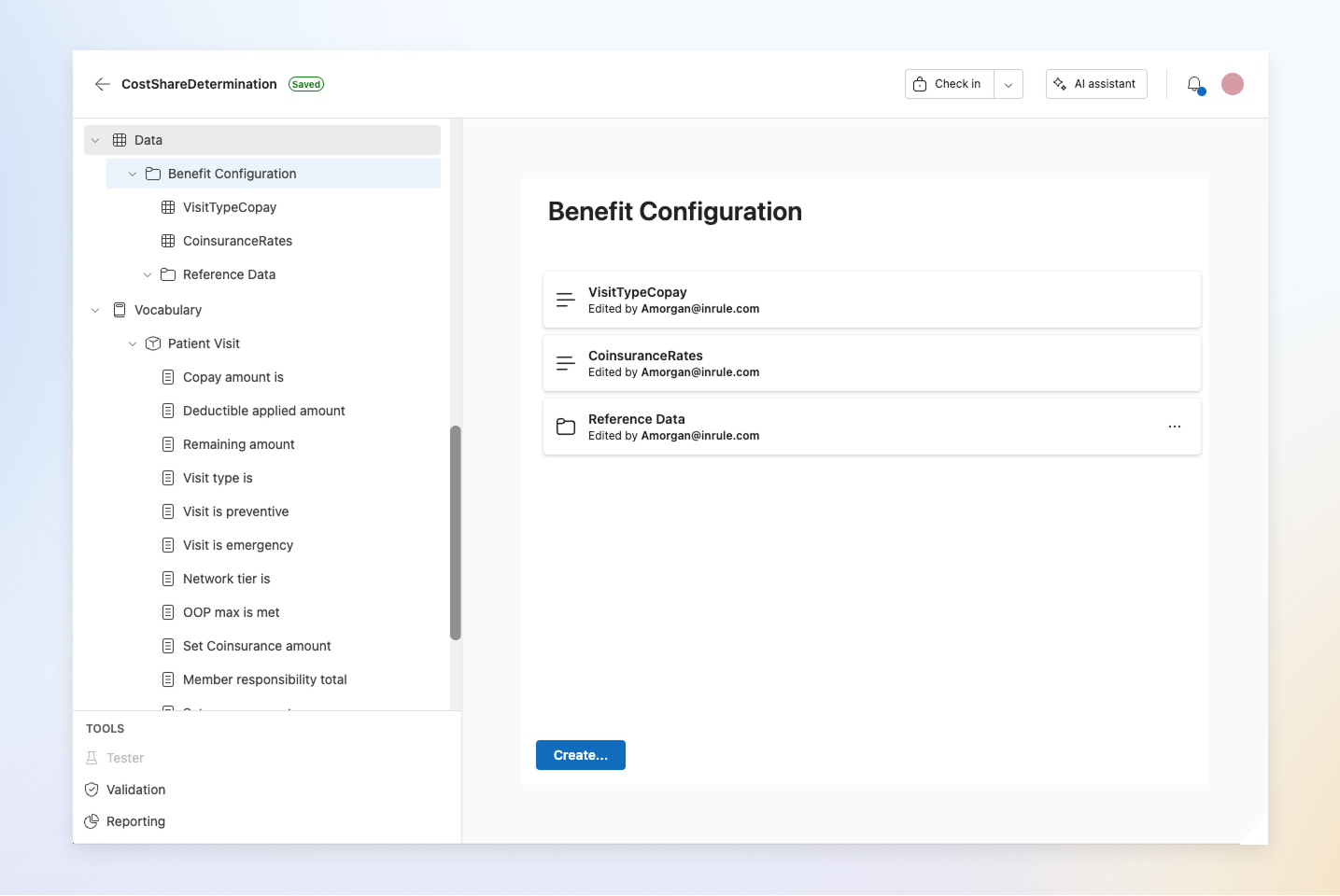 Screenshot of data folders overview