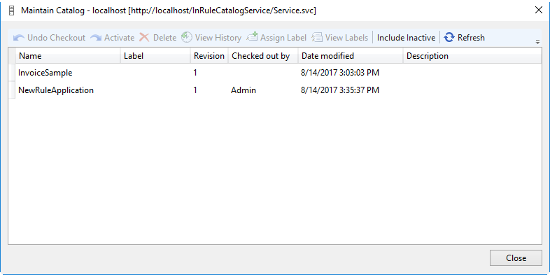 Maintain Catalog interface