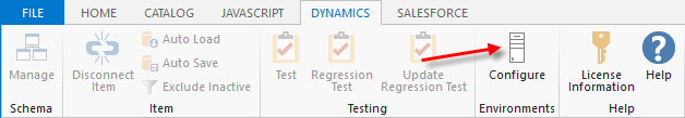 irAuthor DYNAMICS ribbon tab with the Configure button highlighted