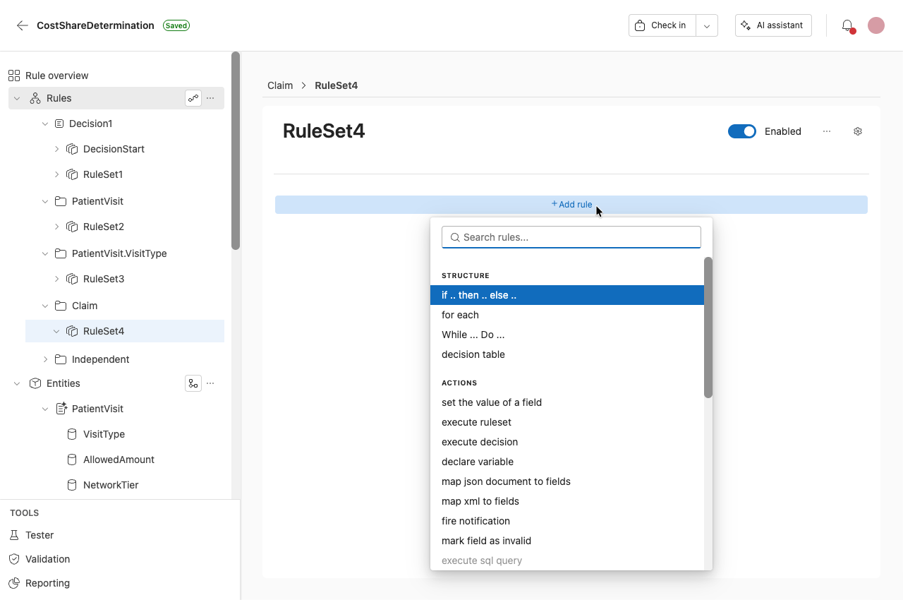 Screenshot showing how to add rules