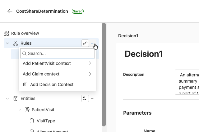 screenshot showing how to open the rule menu
