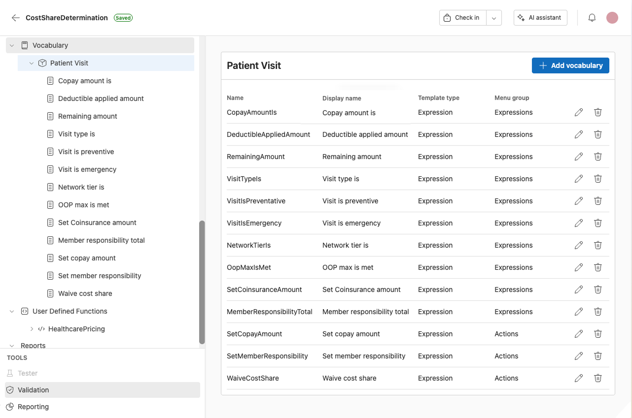 Image of a Vocabulary collection in irAuthor Web.